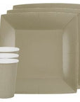 Ferkantaðir dökkbeige (Taupe) kökudiskar 10 stk