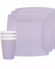 Ferkantaðir pastel lillaðir kökudiskar 10 stk