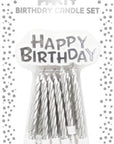 Silfur “Happy Birthday” kerti 12 stk