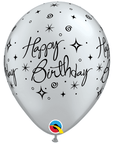 Svört eða Silfruð "Happy Birthday" blaðra 30cm