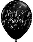 Svört eða Silfruð "Happy Birthday" blaðra 30cm