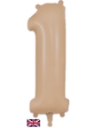 Stórar beige mattar tölustafablöðrur, 86cm