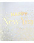Hvítur og gylltur "Happy New Year" borðrenningur 28cm x 5m