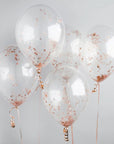 Rósagylltar confetti blöðrur 5 stk