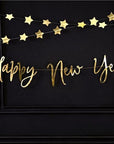 Gyllt "Happy New Year" skrautlengja, 2m