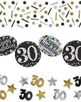 Confetti 30 ára - gyllt, svart og silfur