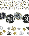 Confetti 50 ára - gyllt, svart og silfur