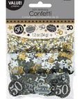 Confetti 50 ára - gyllt, svart og silfur