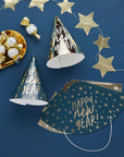 Blár eða gylltur “Happy New Year” strýtuhattur