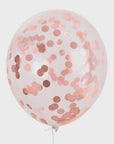 Rósagylltar confetti blöðrur 6stk