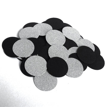 Silfur og svart glimmer confetti 100 stk