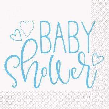 Bláar “Baby shower” servíettur 16 stk