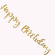 Gyllt metallic “Happy Birthday” lengja