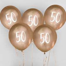 “50” blöðrur, 5 stk