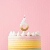 Hvít og gyllt ombre afmæliskerti 