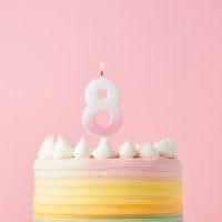 Hvít og bleik ombre afmæliskerti 