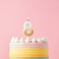 Hvít og gyllt ombre afmæliskerti 