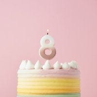 Hvít og rósagyllt ombre afmæliskerti 