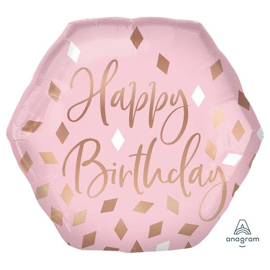 Stór Bleik “Happy Birthday” álblaðra 58cm