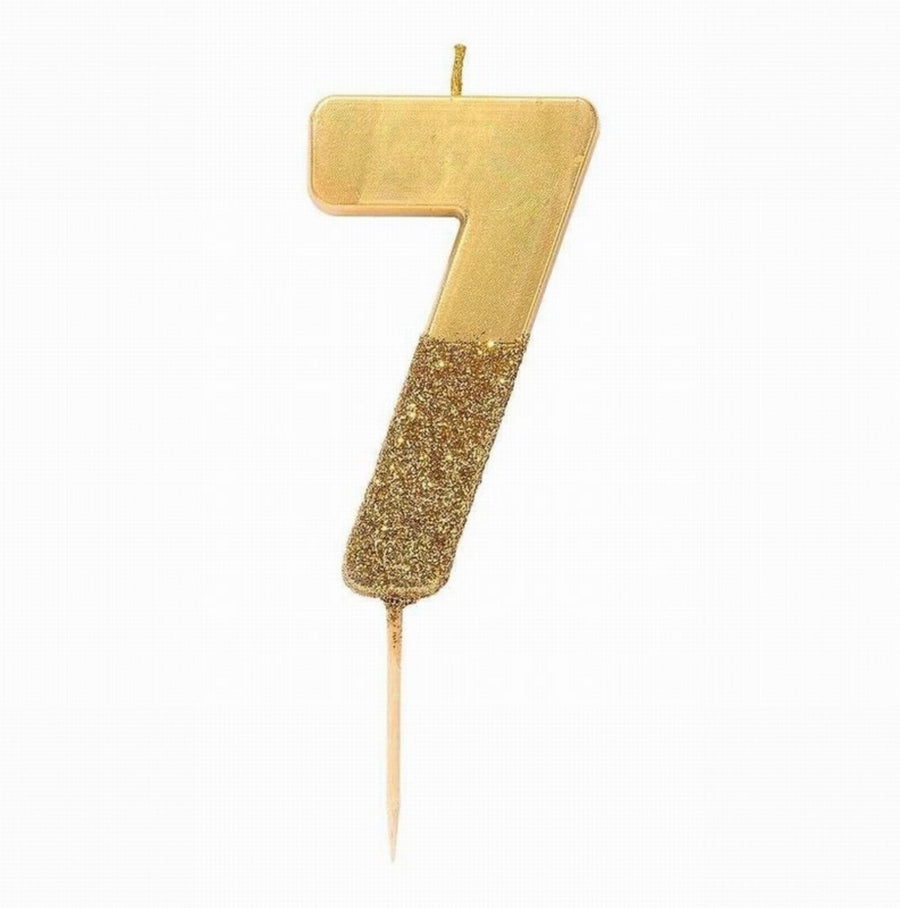 Gyllt tölustafa glimmer afmæliskerti #0-9