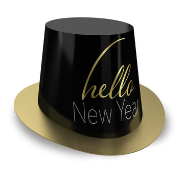 "Hello New Year" hattur - gylltur og svartur