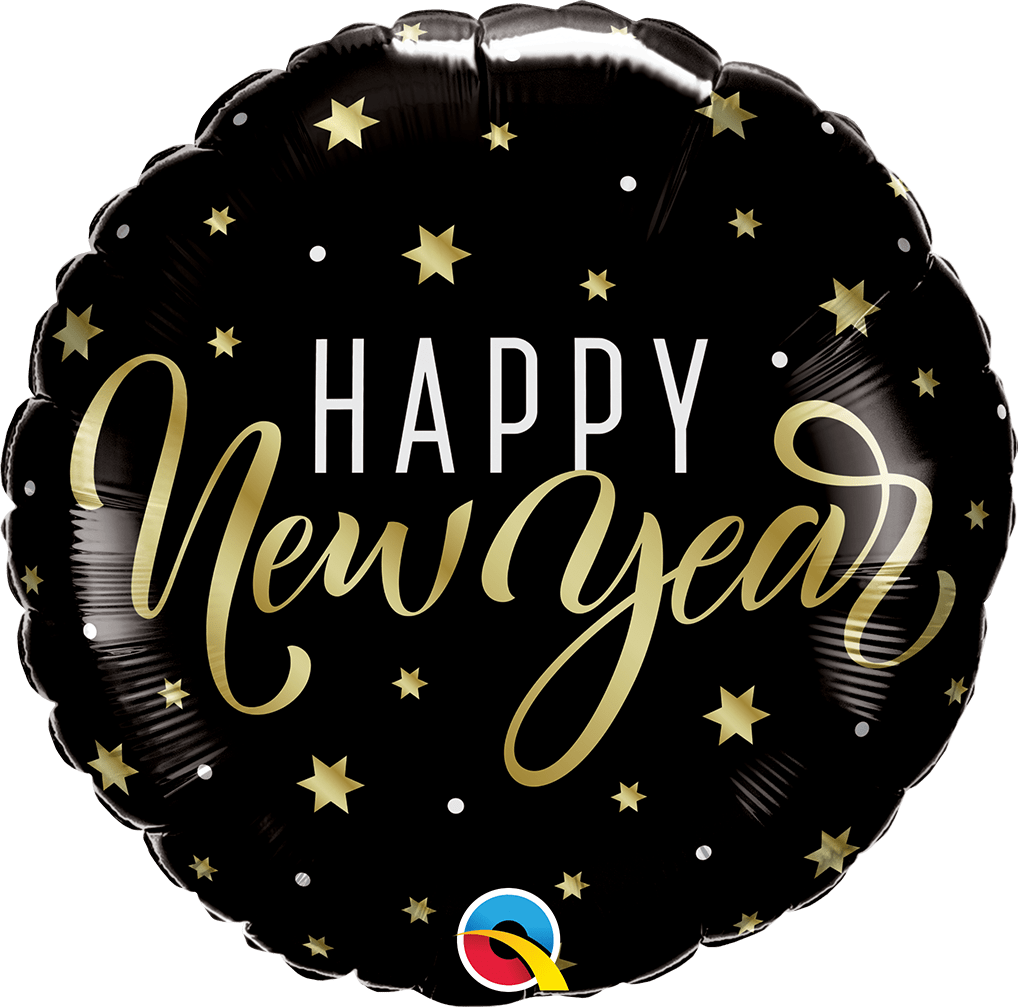 Svört “happy new year” álblaðra með stjörnum