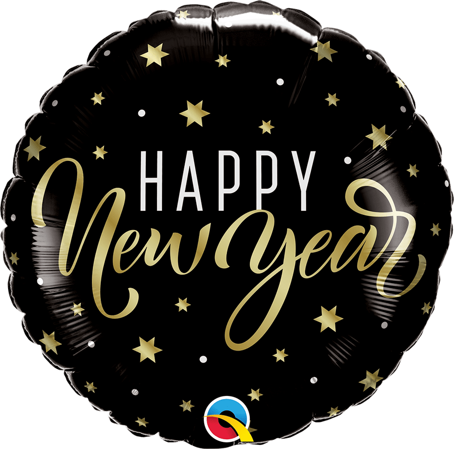 Svört “happy new year” álblaðra með stjörnum