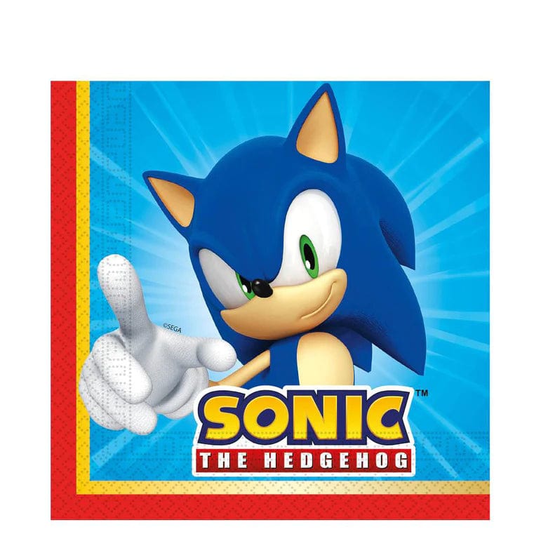 Bláar og rauðar Sonic matarservíettur 20 stk