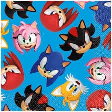 Bláar Sonic matarservíettur- 16 stk