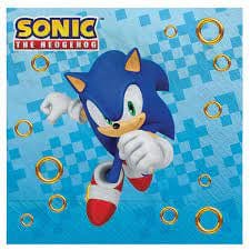 Bláar Sonic matarservíettur 16 stk