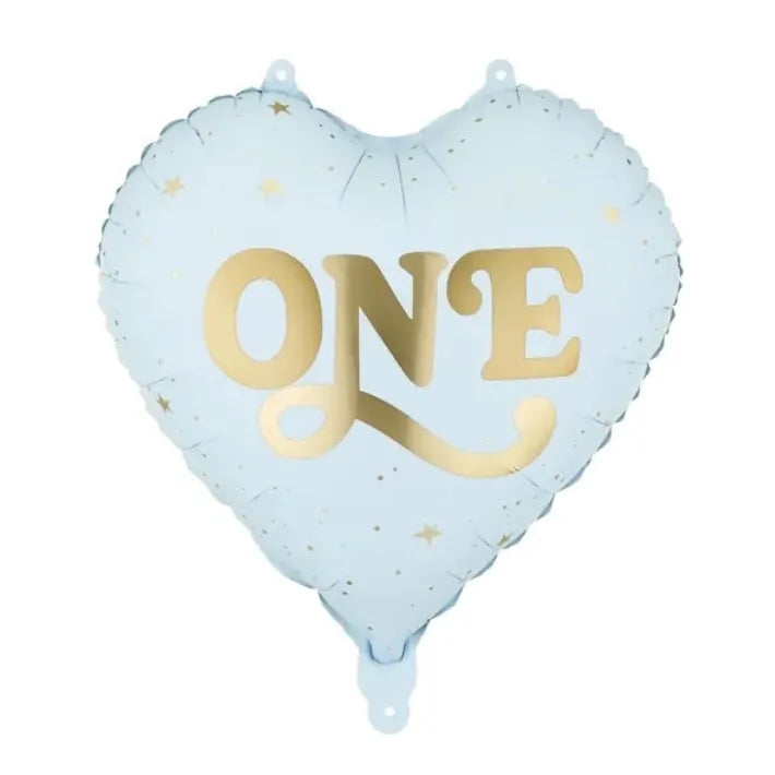 Blátt Hjarta "one" blaðra -45cm