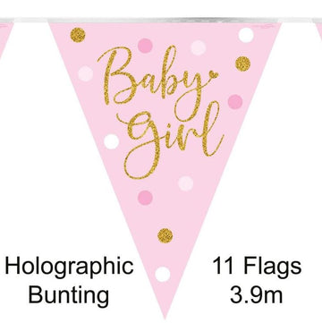Bleik “Baby Girl” fánalengja 3,9m