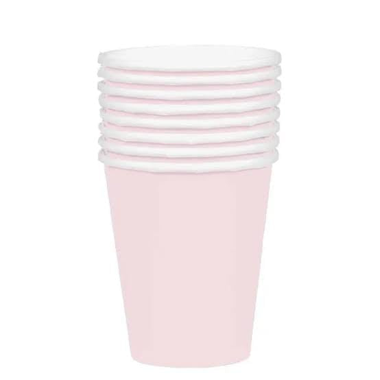 Ljósbleik pappaglös, 14 stk í pakka