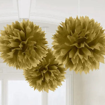 Gylltir dúskar 3 stk (40 cm)