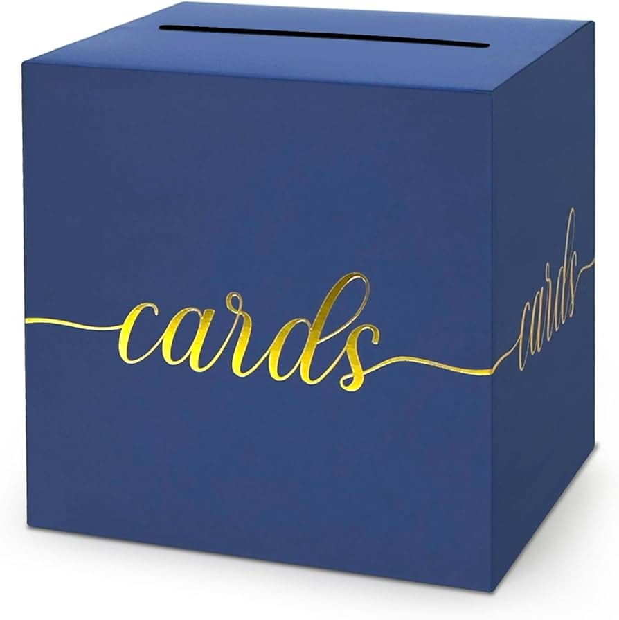 Blár kortakassi með gylltri ‘‘Cards‘‘ merkingu - 20cm