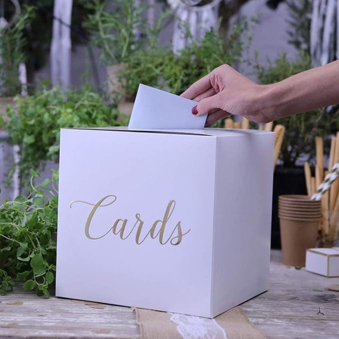 Kortakassi hvítur með gylltri ‘‘Cards‘‘ merkingu  24cm