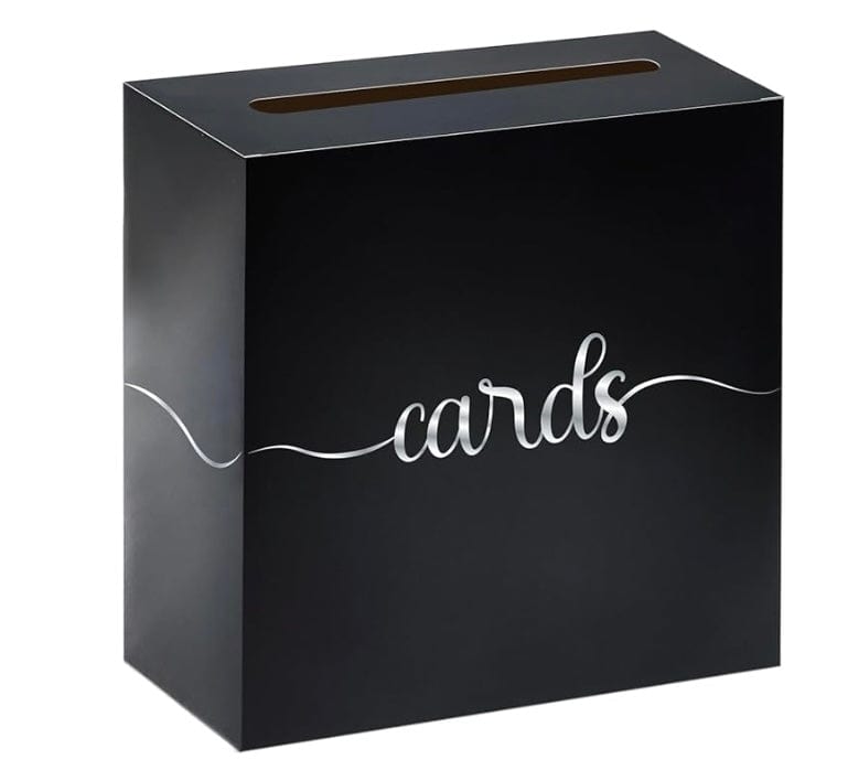 Svartur kortakassi með silfur ‘‘Cards‘‘ merkingu - 20cm