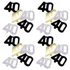 Confetti 40 ára - svart, silfur og gyllt
