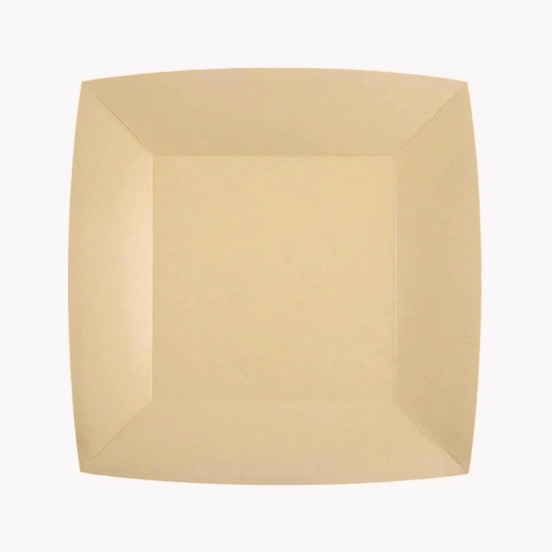 Ferkantaðir ljósir beige pappadiskar 10 stk, 18cm