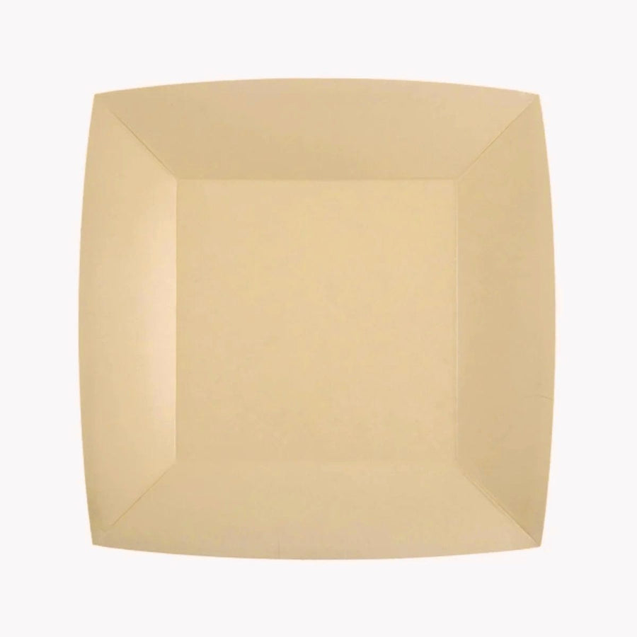 Ferkantaðir ljósir beige pappadiskar 10 stk, 18cm