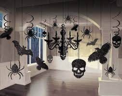 Svart Halloween loftskraut  17stk