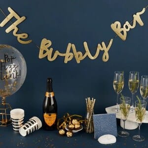 "The Bubbly bar" gyllt glimmer skrautlengja - 2 metrar