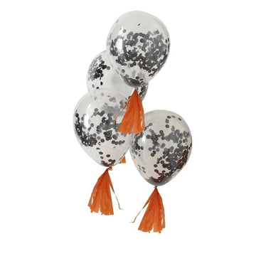 Svartar confetti blöðrur 5stk