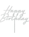 “Happy Birthday” Glimmer Silfur Kökutoppur 16.5 cm