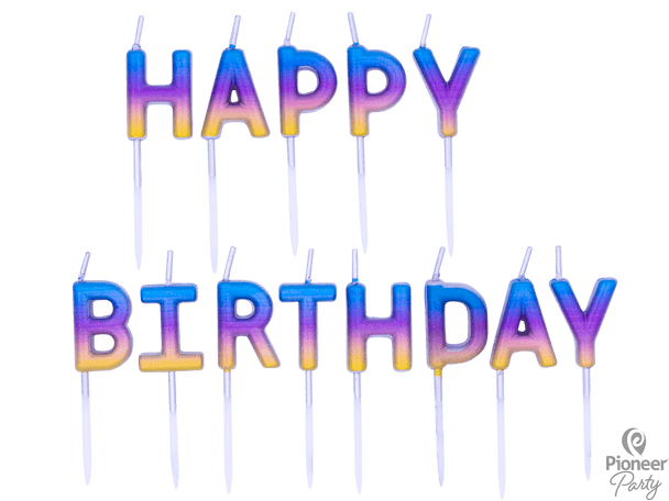 Blá “Happy Birthday” ombre kerti