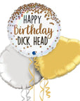 Hvít “Happy Birthday Dick Head” álblaðra 46cm