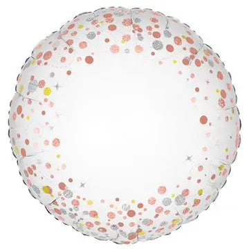 Hvíta og rósagyllt álblaðra með doppum 45cm