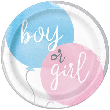 Boy or girl diskar stórir - 8 stk í pakka, 21,9 cm