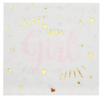 Servíettur "baby girl" - 20 stk