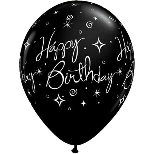 Svört eða Silfruð "Happy Birthday" blaðra 30cm